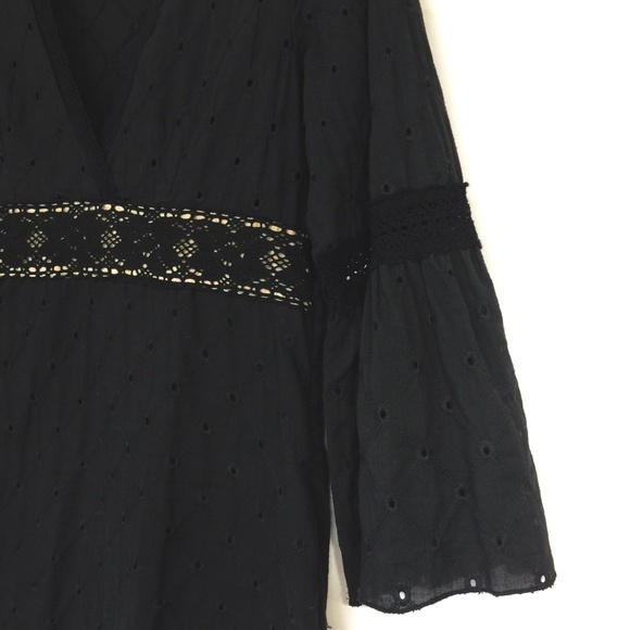 COLLECTIVE CLOTHING Black Cotton Eyelet Dress, S - Picture 2 of 9